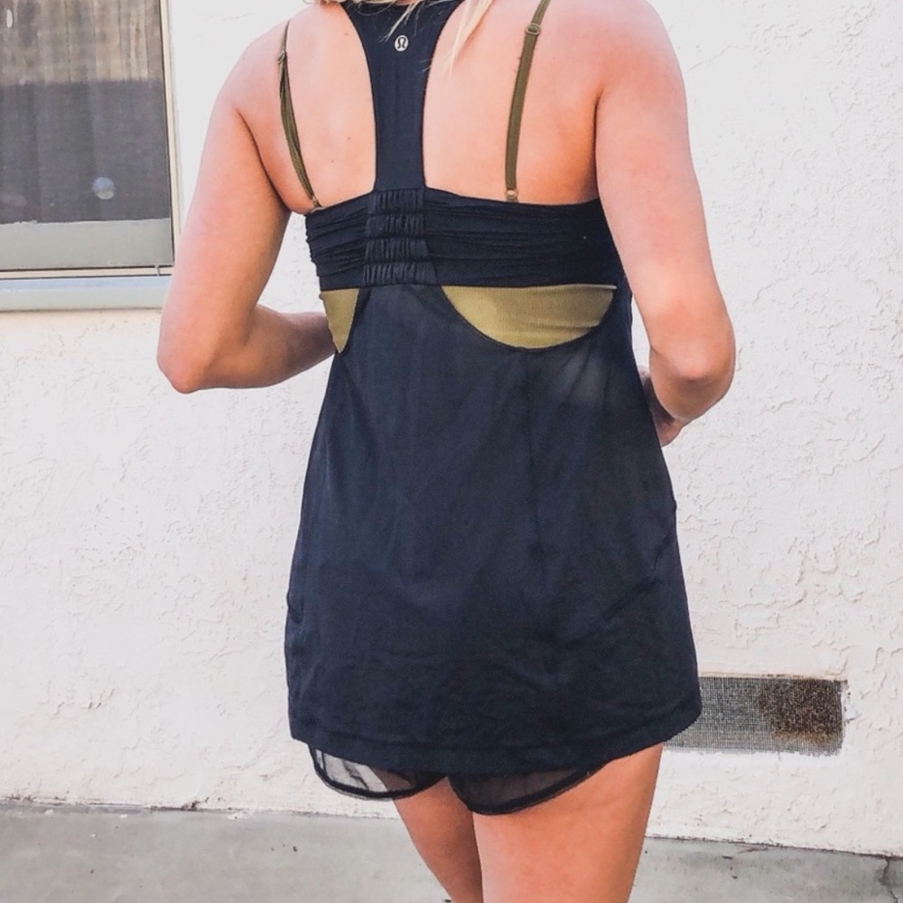 Lululemon black tank with cutouts and bra